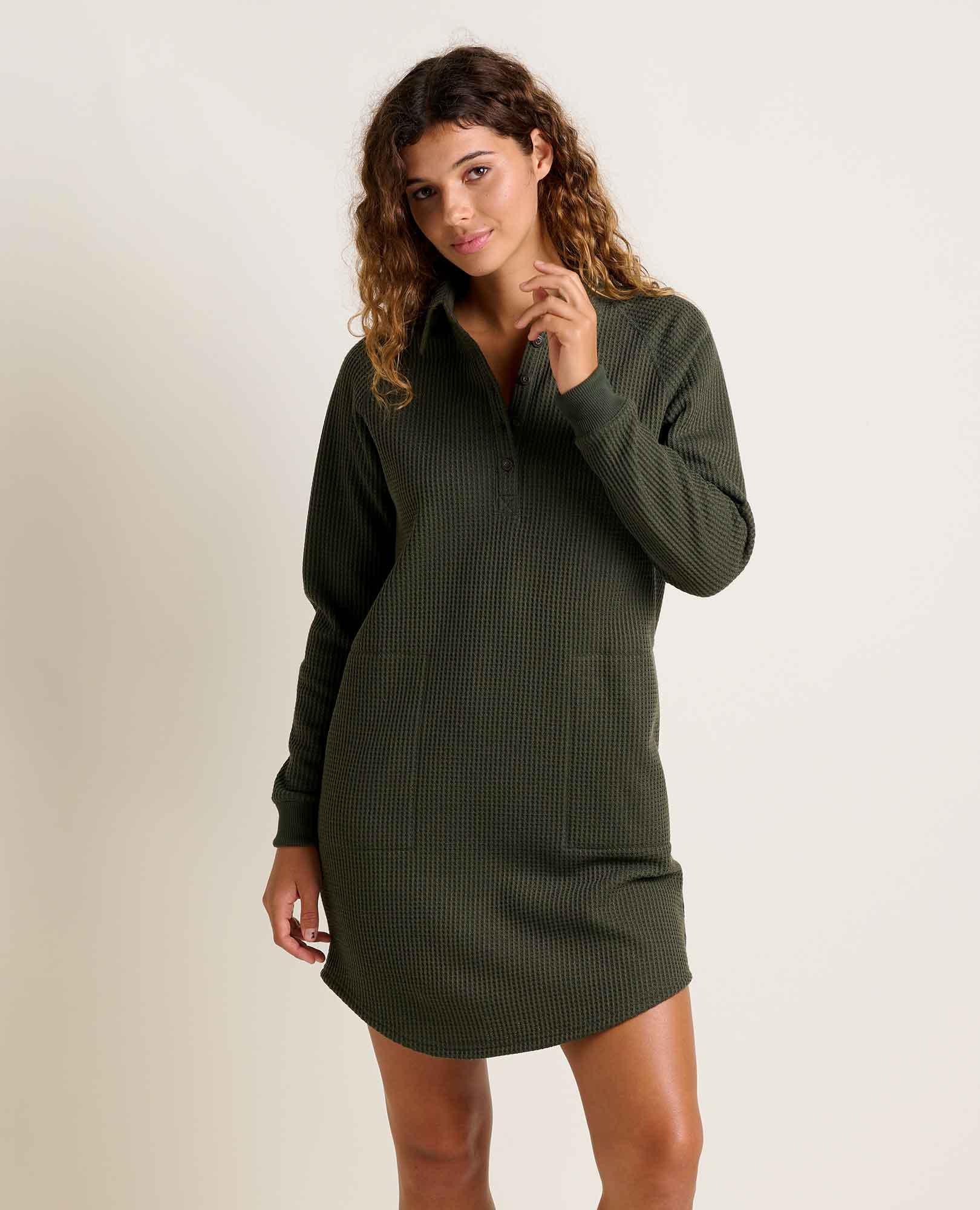 Toad & Co Bitterroot Long Sleeve Dress - Olive - MD Toad & Co Bitterroot Long Sleeve Dress - Olive - MD