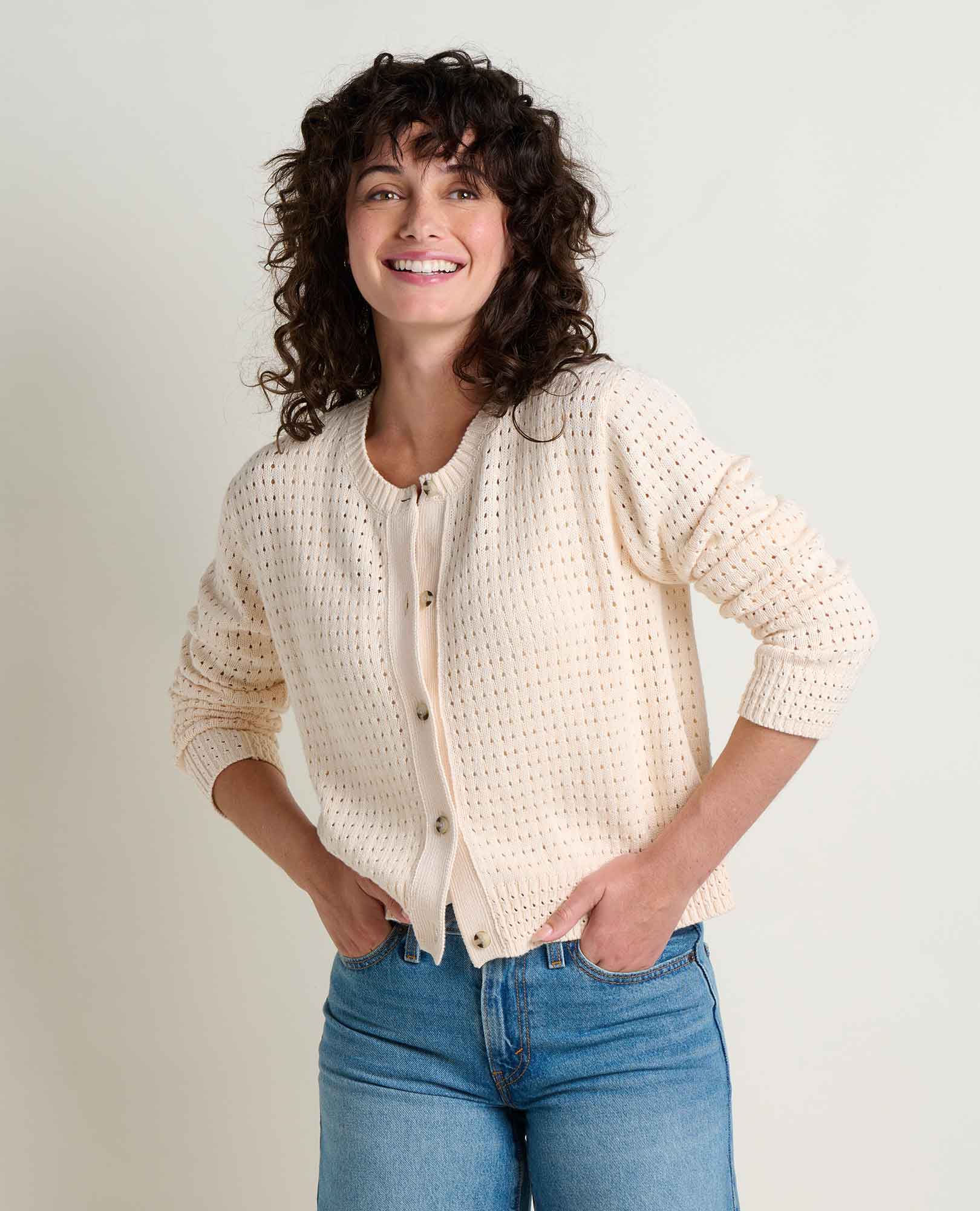 Bianca Pointelle Cardigan | Recycled Cotton Knit Sweater – Toad&Co