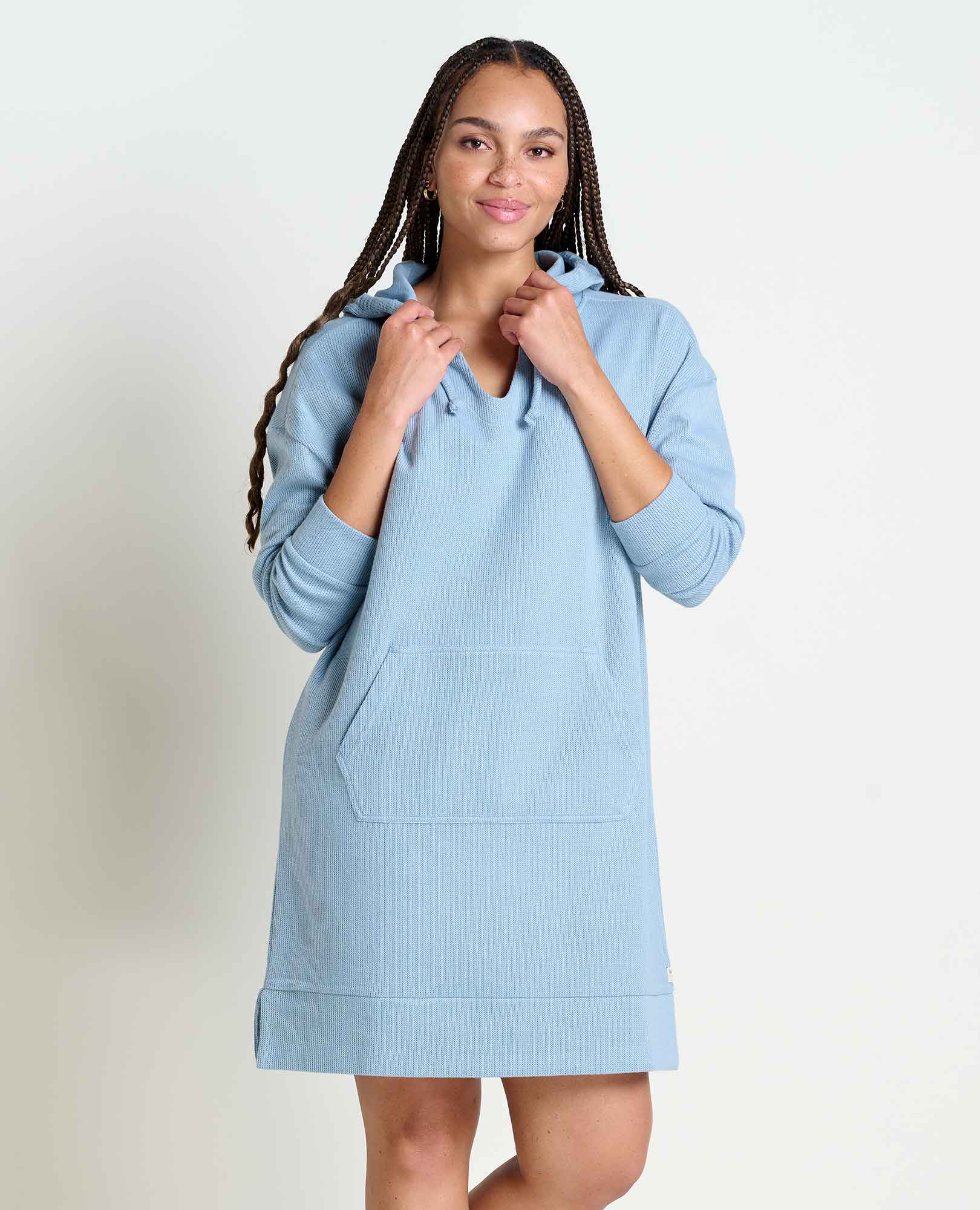 Toad&Co Byrne Hooded Dress Women's Dress Weathered Blue : XS Toad&Co Byrne Hooded Dress Women's Dress Weathered Blue : XS