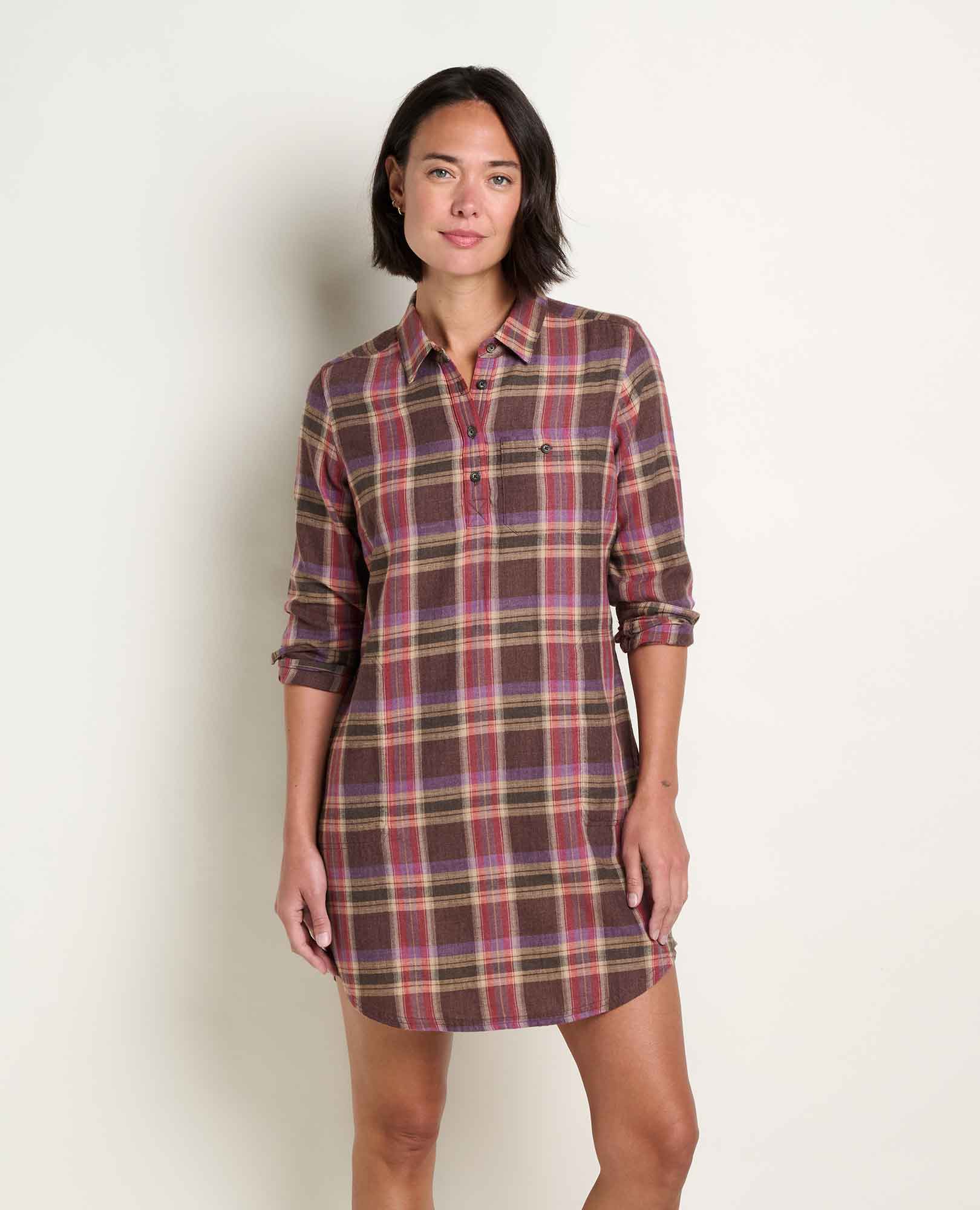 Toad & Co Plaiditude Long Sleeve Dress Women's XS