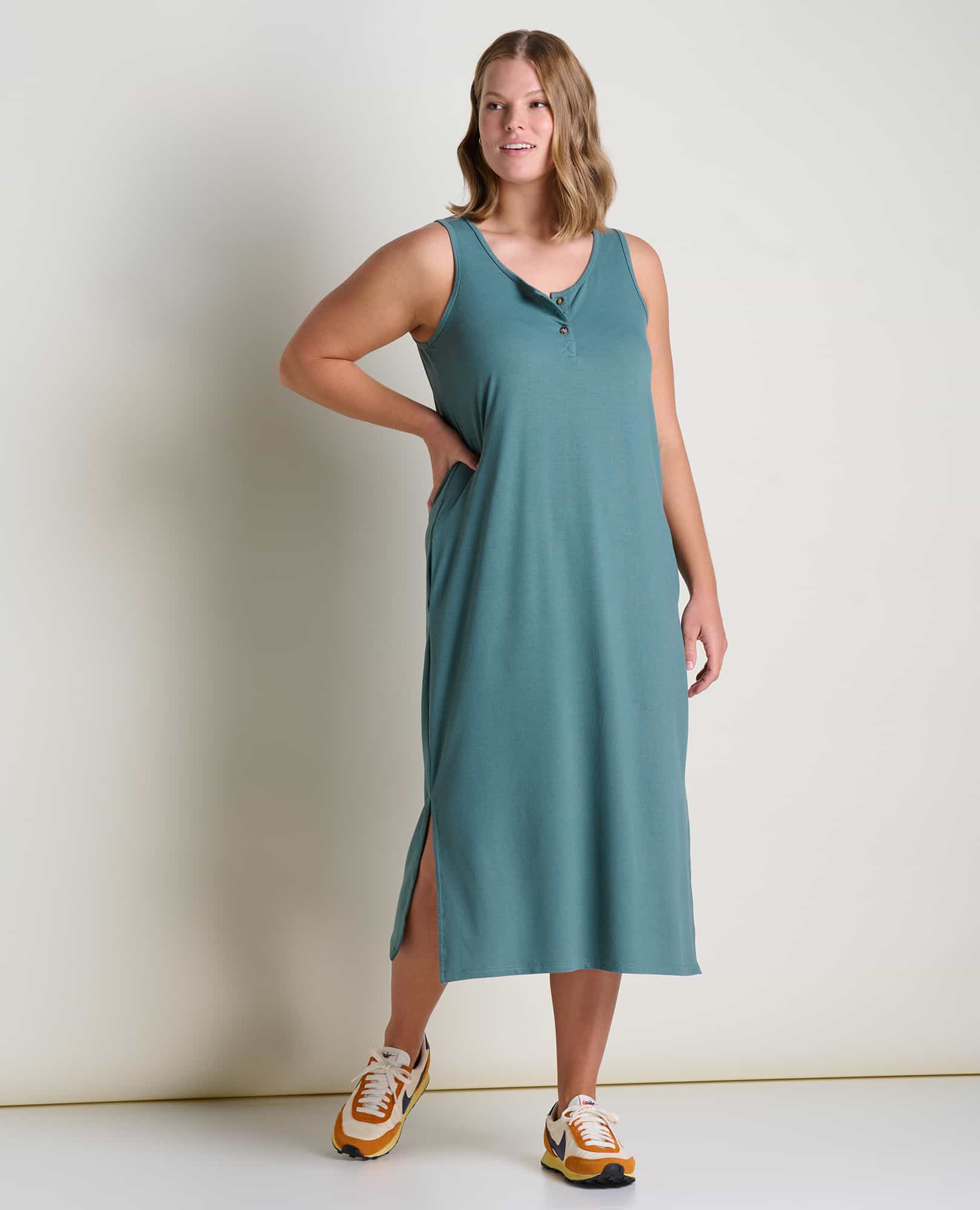 Toad & Co. Piru Henley Midi Tank Dress - Women's - Silver Pine / M Toad & Co. Piru Henley Midi Tank Dress - Women's - Silver Pine / M