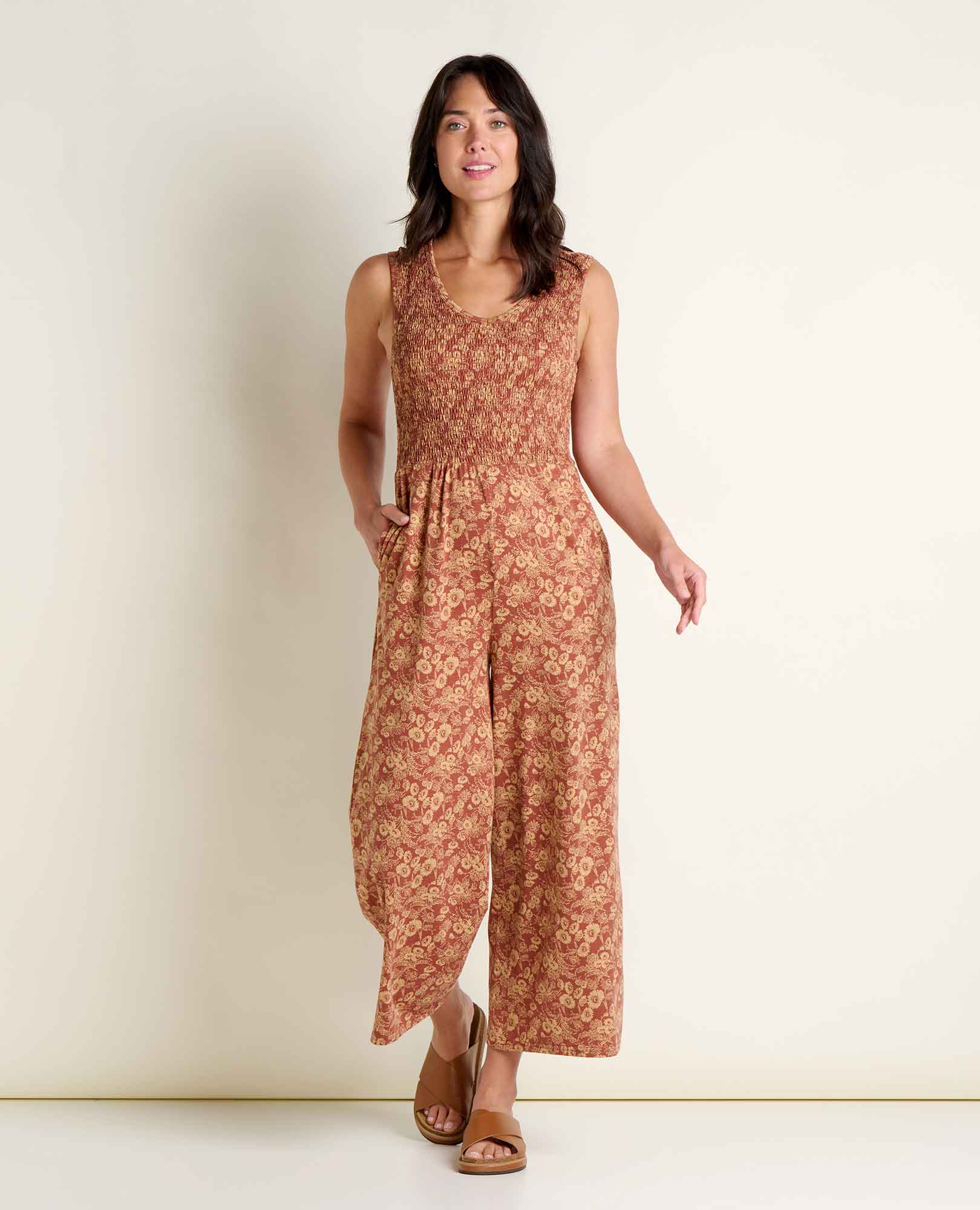 Gemina Tank Jumpsuit | Smocked Bodice Wide-Leg Women's Jumpsuit