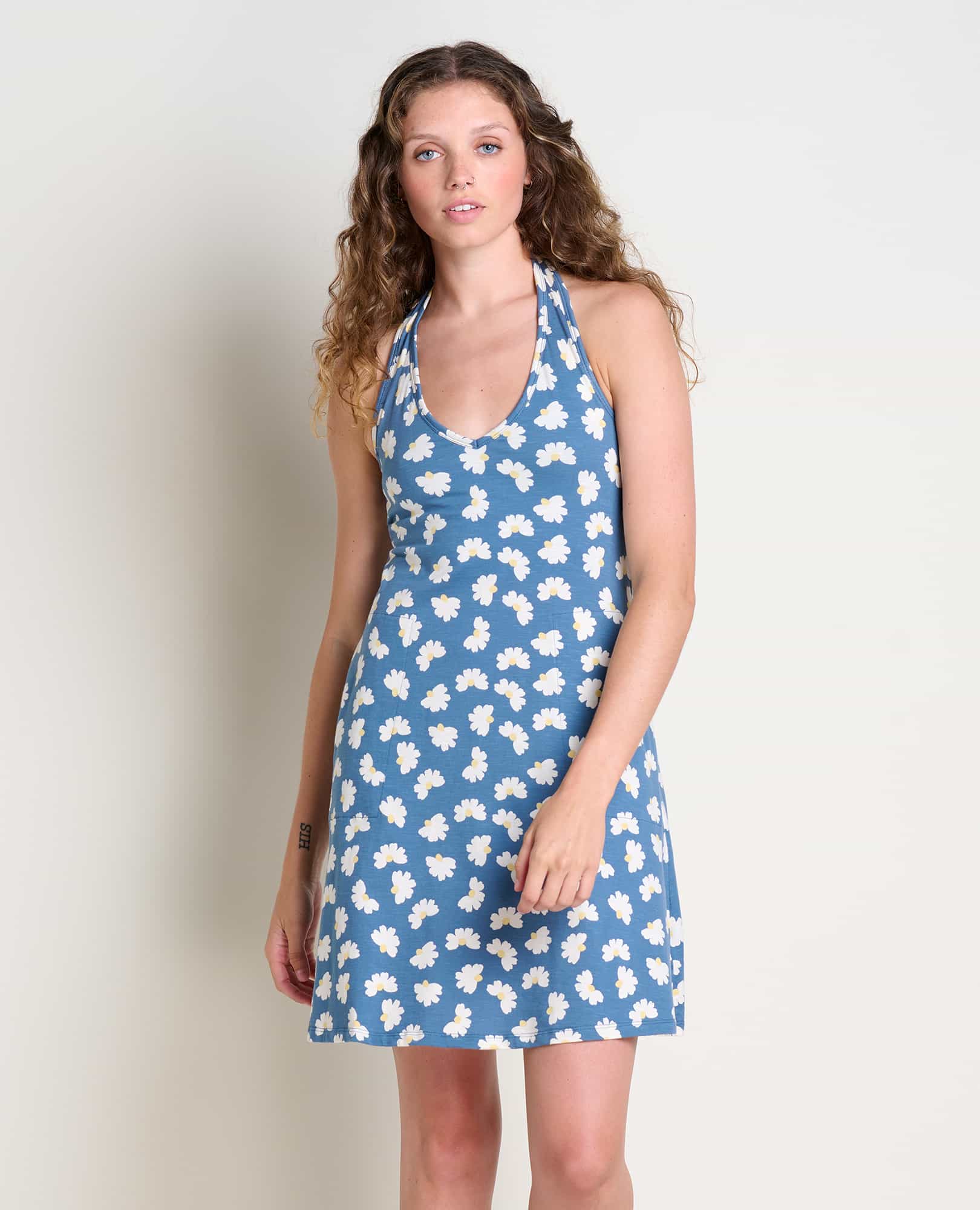plumeria halter dress Pacific Half Daisy Print / XL Alfred shaheen