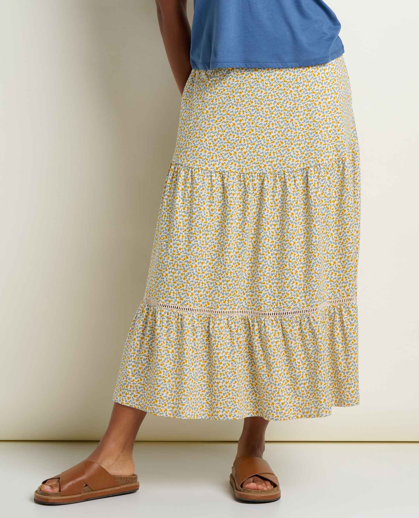 Marigold Tiered Midi Skirt | Organic Cotton & TENCEL™ Flowy Skirt