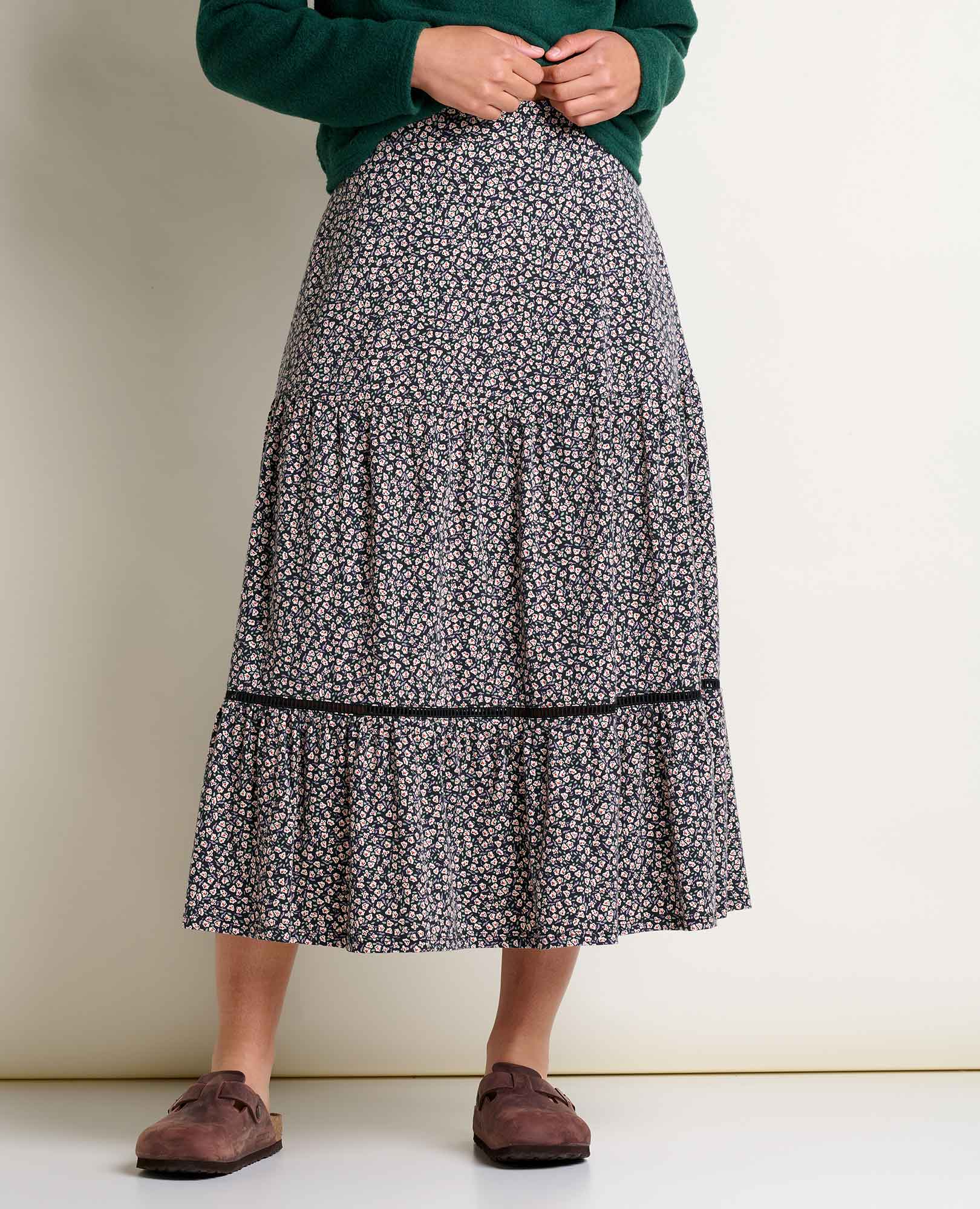Marigold Tiered Midi Skirt Soft, Stretchy, and Eco-Friendly