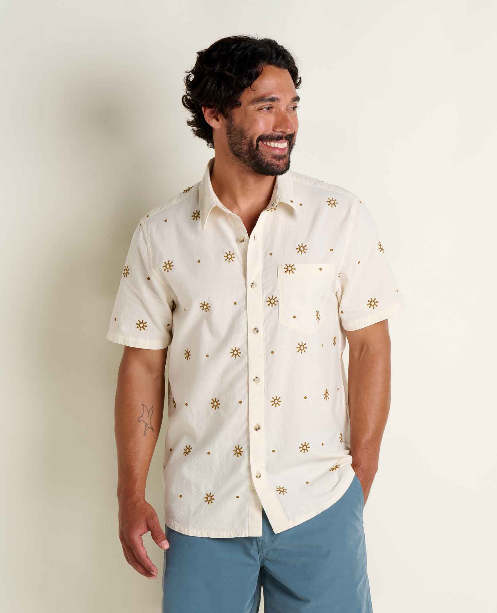 Toad&Co Men's Airscape Embroidered Shirt Natural Embroidery / XL Toad&Co Men's Airscape Embroidered Shirt Natural Embroidery / XL