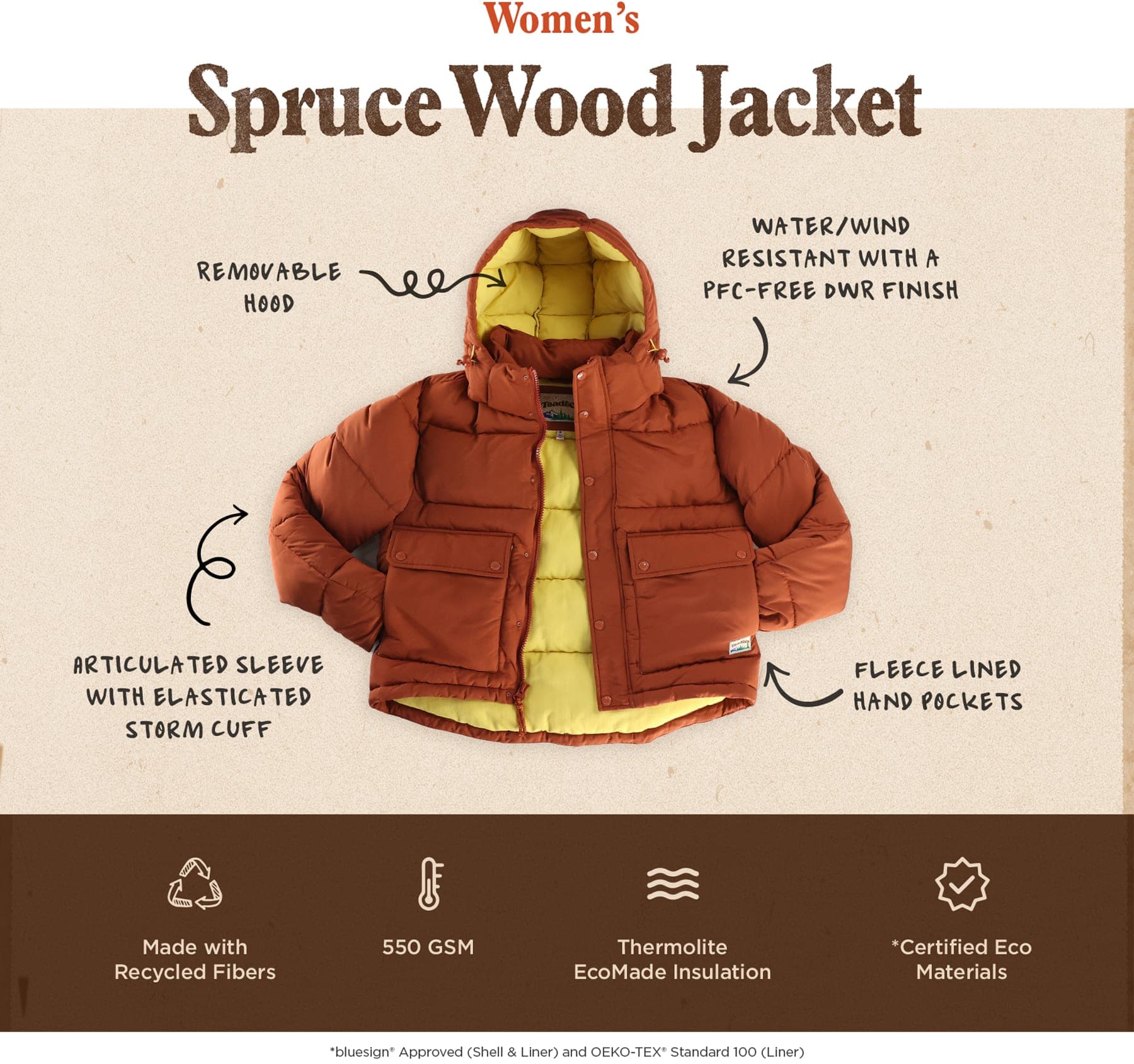 Spruce Wood Sustainable Insulated Jackets | by Toad&Co