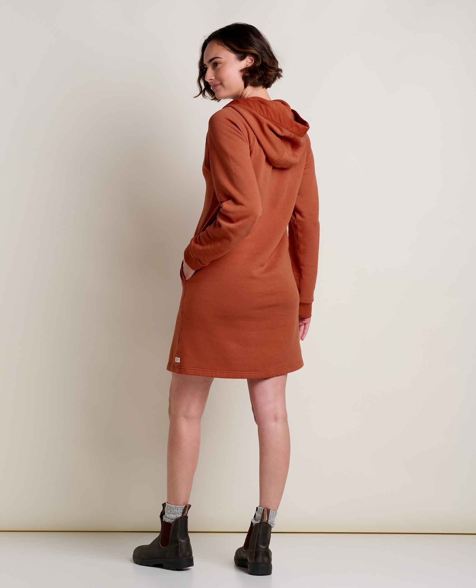 Toad & Co Fernscape Long Sleeve Hooded Dress - Dark Roast - MD Toad & Co Fernscape Long Sleeve Hooded Dress - Dark Roast - MD