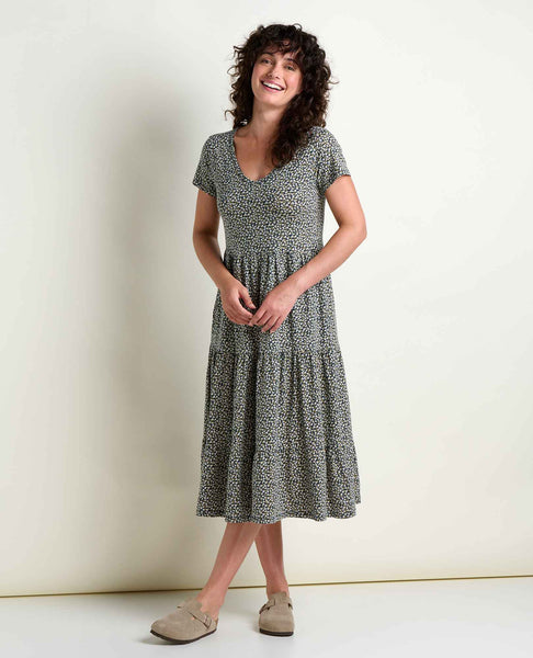 midi block printed organic cotton dress Marley Tiered Midi Dress