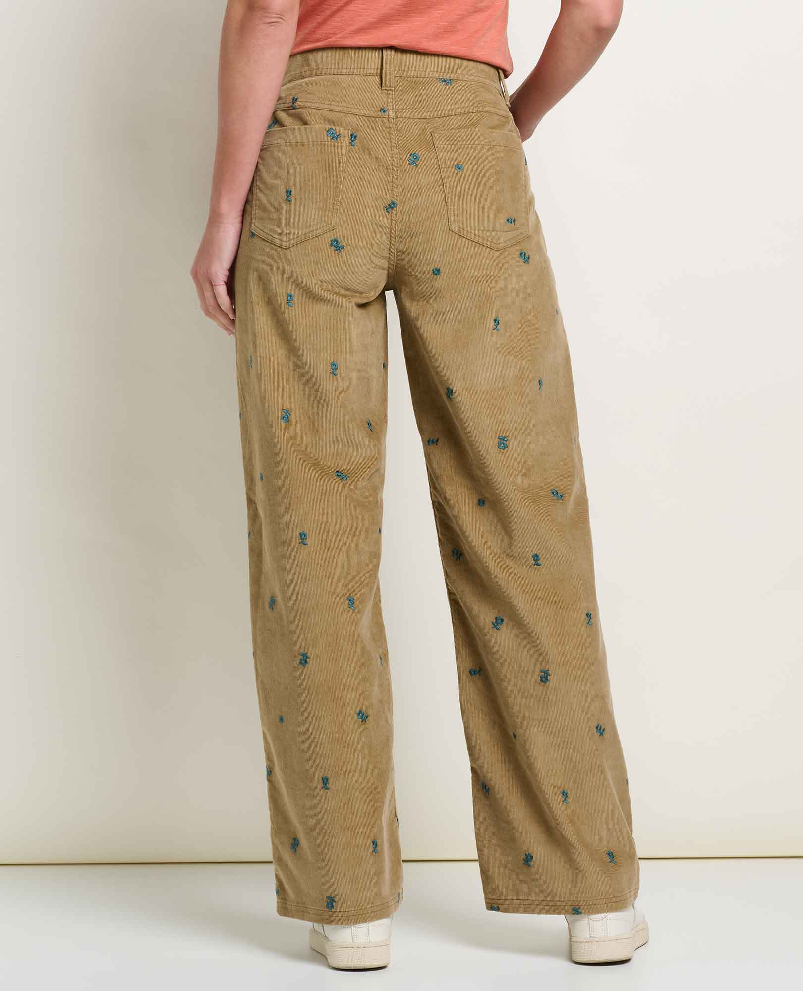 Women's Coaster Corduroy Wide Leg Pant Embroidered