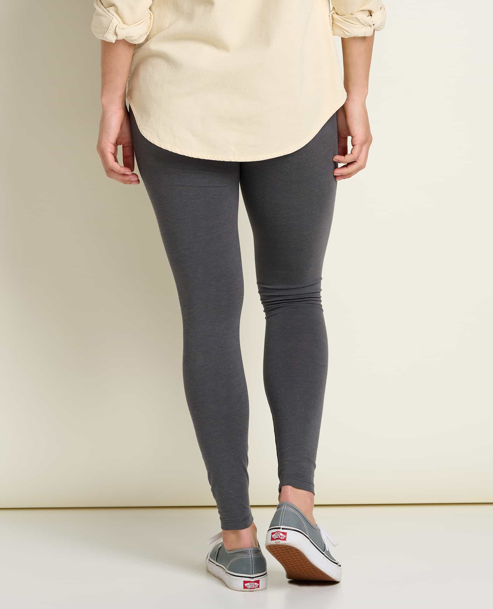 GO COLORS Women Solid Cotton Leggings (Size - S, Ebony Grey) in