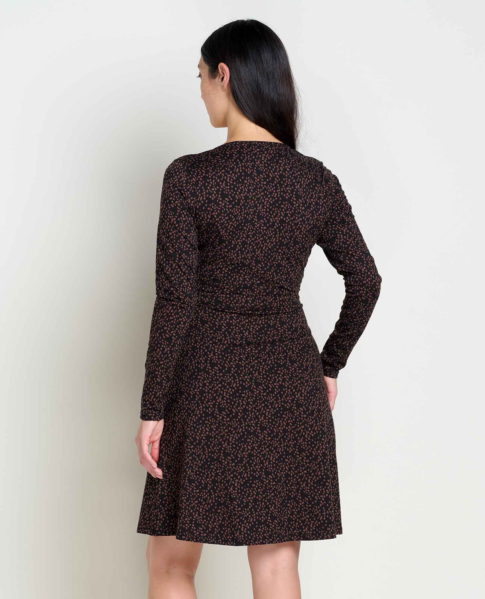 Cue Wrap Long Sleeve Dress Black Dot Print / Xs Cue Wrap Long Sleeve Dress Black Dot Print / Xs