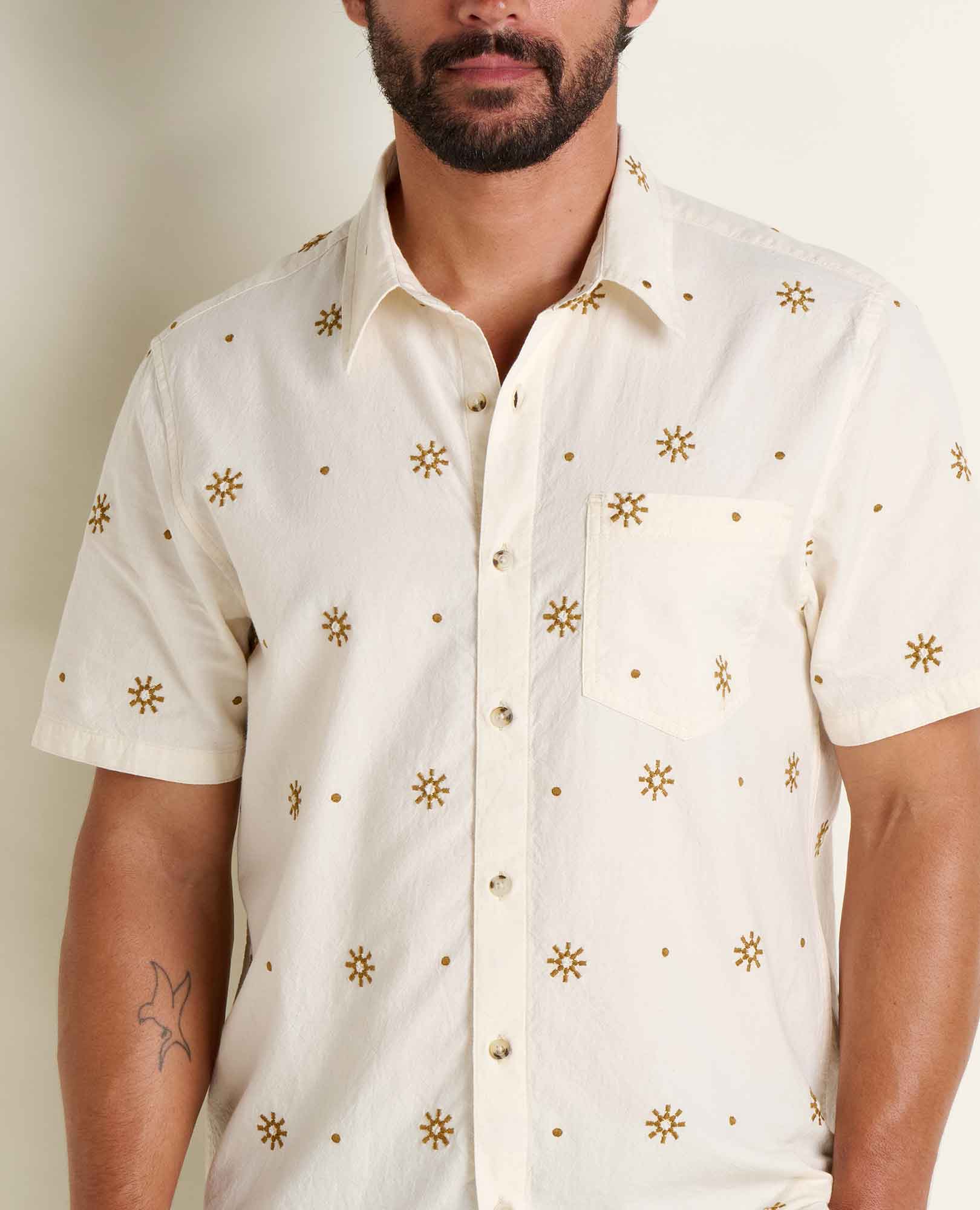Toad&Co Men's Airscape Embroidered Shirt Natural Embroidery / XL Toad&Co Men's Airscape Embroidered Shirt Natural Embroidery / XL