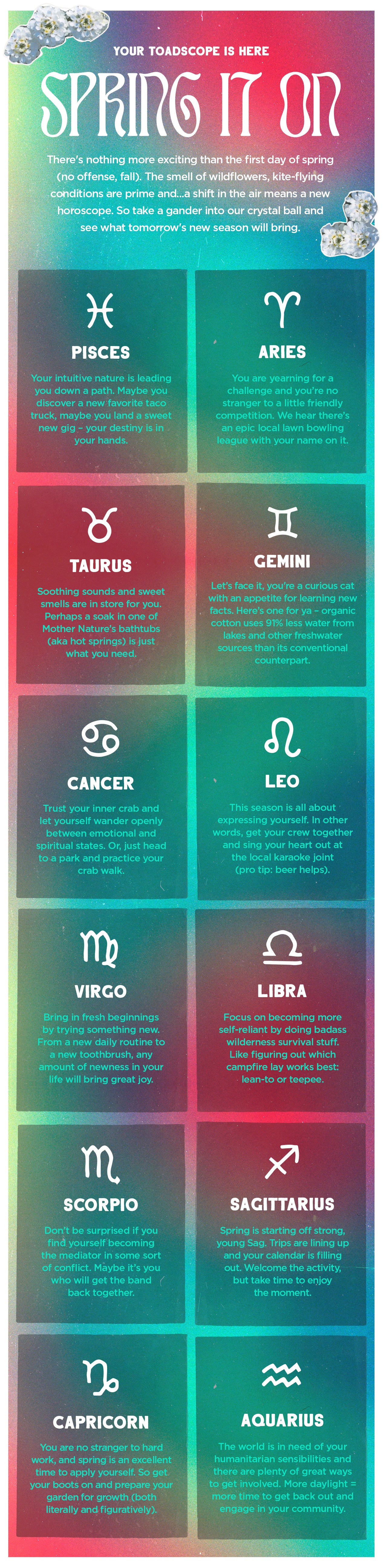 Toad&Co Spring Horoscope