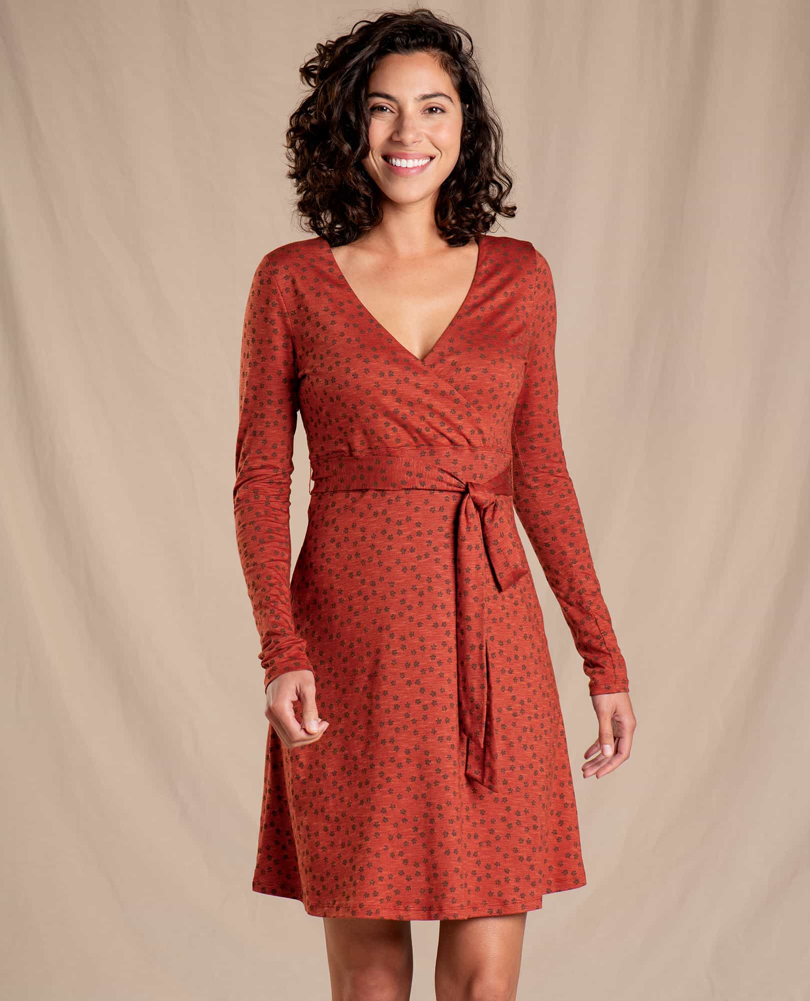 Cue Wrap Long Sleeve Dress