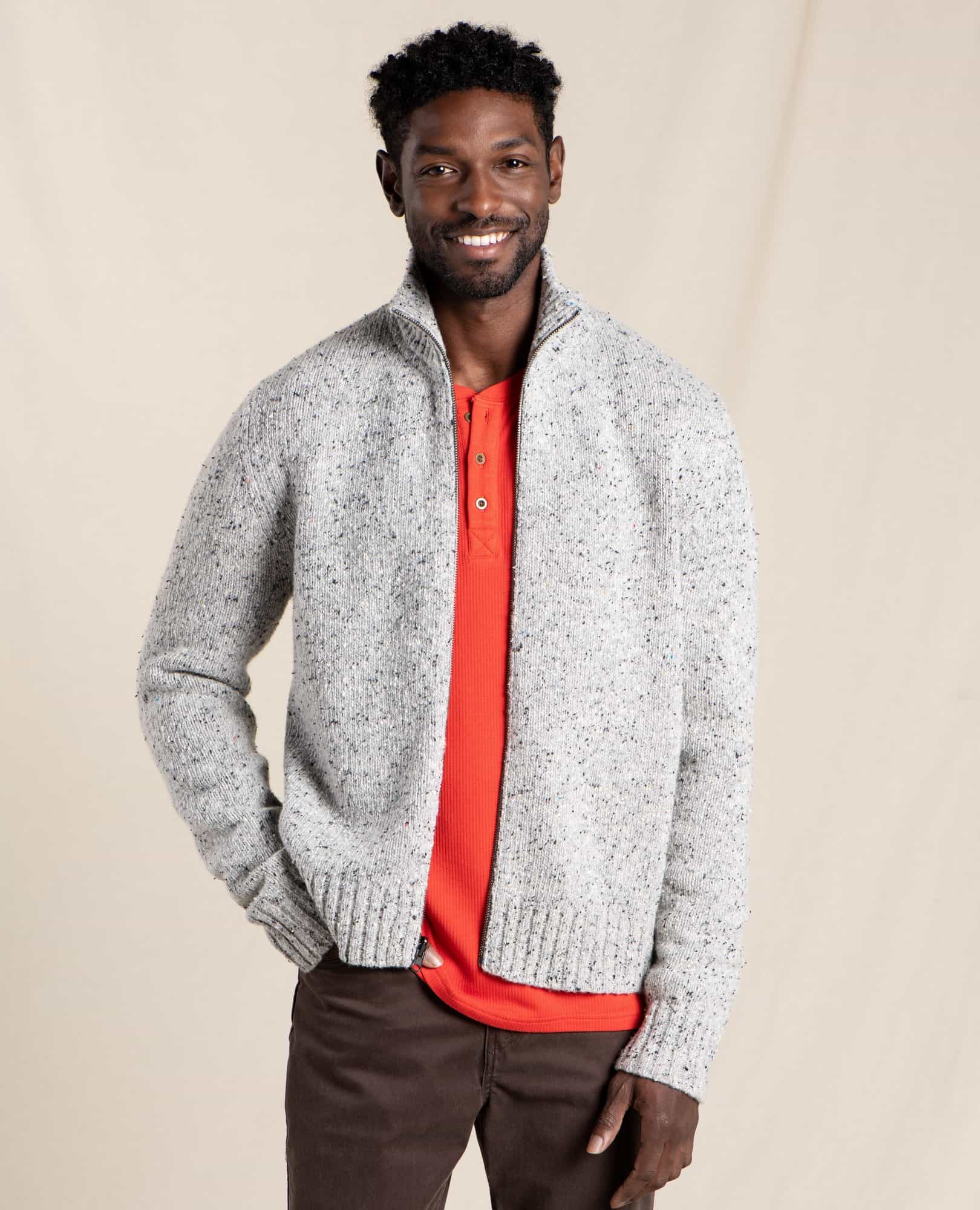 Men's Wilde Full Zip Donegal Wool Sweater